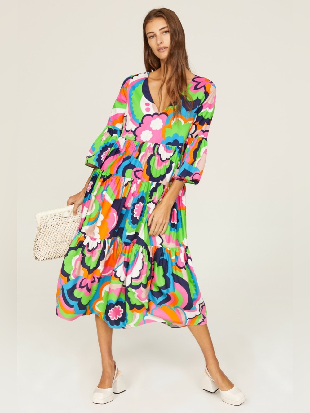 Trina Turk Flower Midi Dress Size Medium 6176